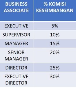 Komisi Keseimbangan jaringan Member Bisnis Skinaro